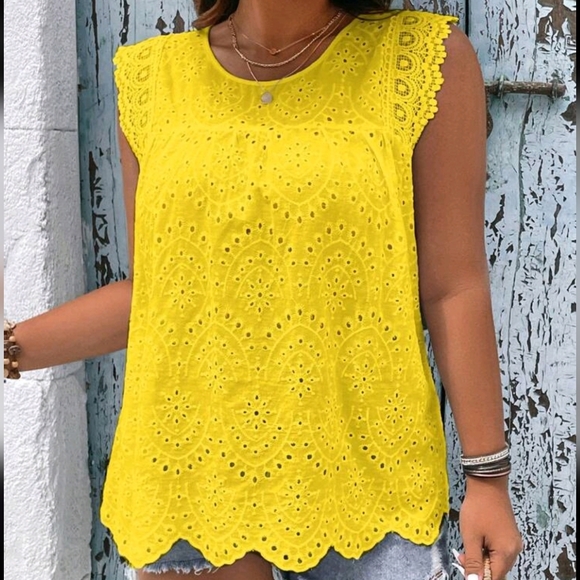 Boho Plus Size Sheer Eyelet Embroidery Lace Top Blouse Shirt White - Picture 11 of 12